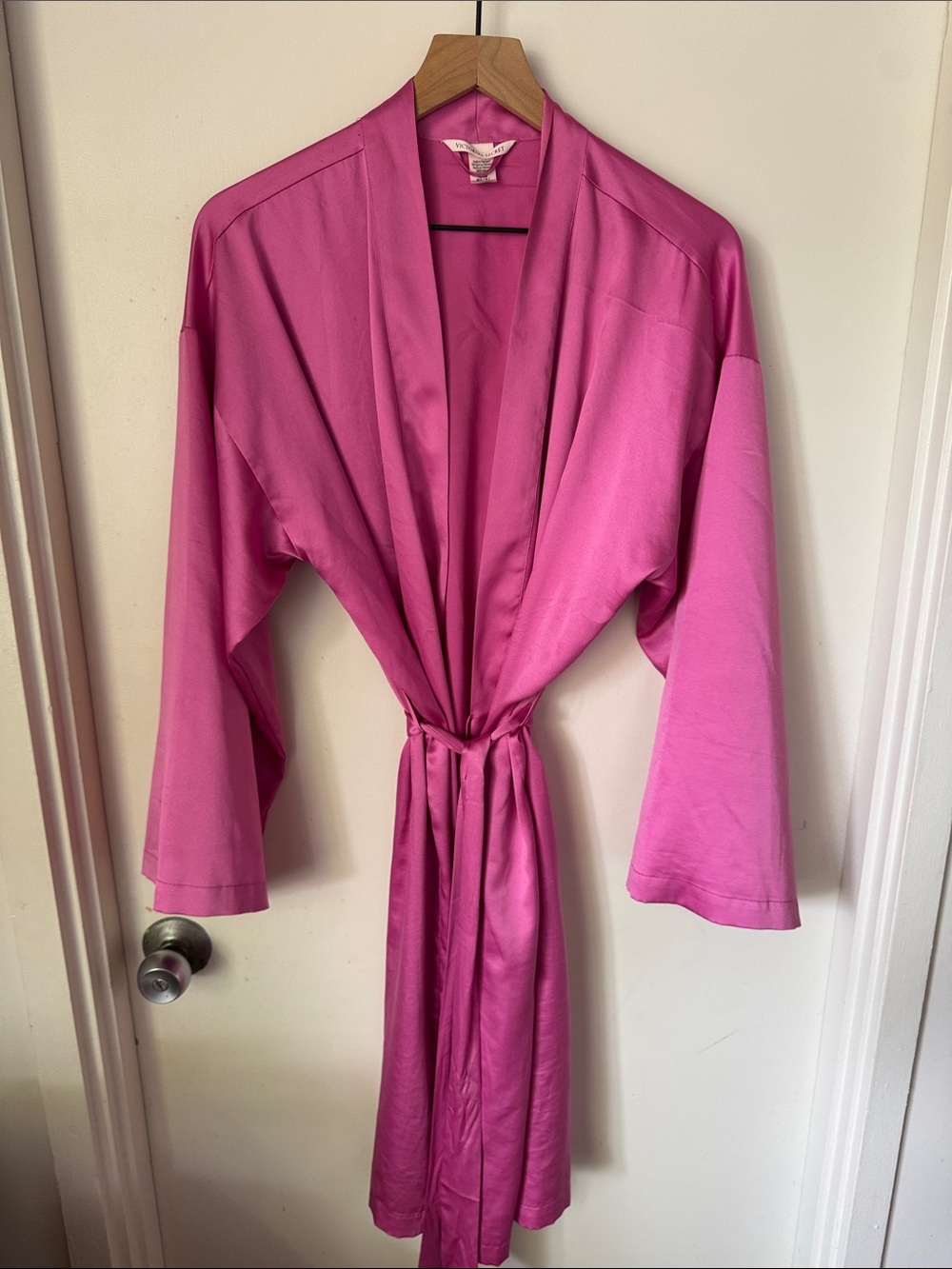 Victoria's Secret Hot Pink Satin Tie-Waist Robe